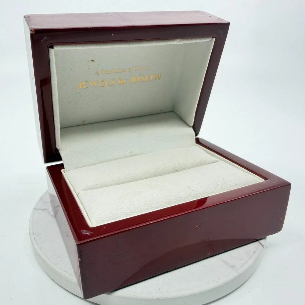 Vintage Wooden Jewelry Ring Box Dark Cherry Finish Jewels by Joseph Gift Case
